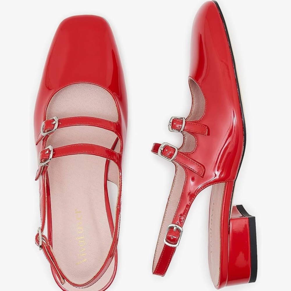 Red Patent Leather Women's Dress Shoes - Picture 2 of 5